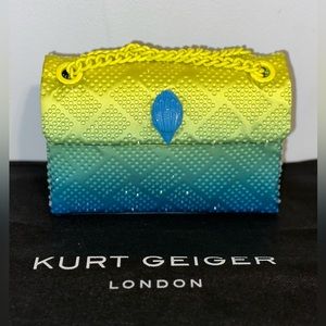 NWT KURT GEIGER LONDON Embellished Yellow Green Blue Ombré Crystal Mini Bag